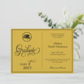 Classic Elegant Script Geen foto-Afstuderen Aankondiging (Staand voorkant)