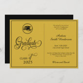 Classic Elegant Script Geen foto-Afstuderen Aankondiging (Voorkant / Achterkant)