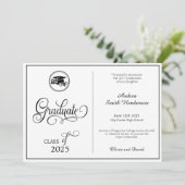 Classic Elegant Script Geen foto-Afstuderen Aankondiging (Staand voorkant)