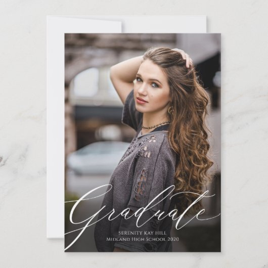 Classic Elegant Script Graduation Invitation (Devant)