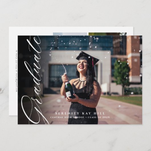 Classic Elegant Script Graduation Invitation (Devant / Derrière)