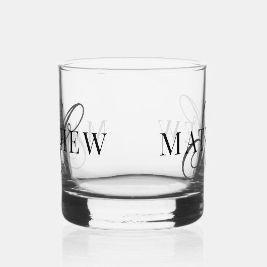 Classic Elegant Script Monogram Initiaal Naam Whisky Glas (Links)