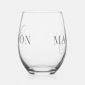 Classic Elegant Script Monogram Initiaal Naam Wijnglas Zonder Voet (Rechts)