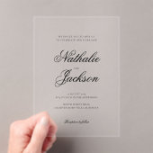 Classic Elegant Script Photo Wedding Acryl Uitnodigingen (Insitu (Draagbaar))
