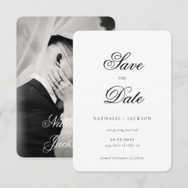 Classic Elegant Script Photo Wedding Save the Date