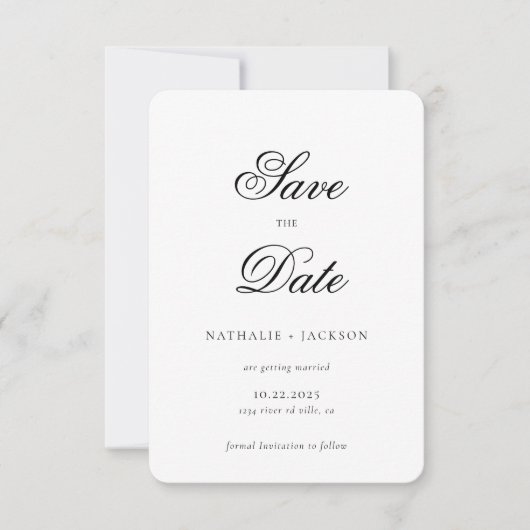 Classic Elegant Script Photo Wedding Save the Date (Devant)