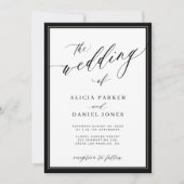 Classic elegant script QR code photo wedding Kaart (Voorkant)