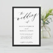 Classic elegant script QR code photo wedding Kaart (Staand voorkant)
