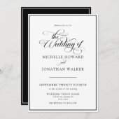 Classic Elegant Script QR Code Wedding Invitation Kaart (Voorkant / Achterkant)