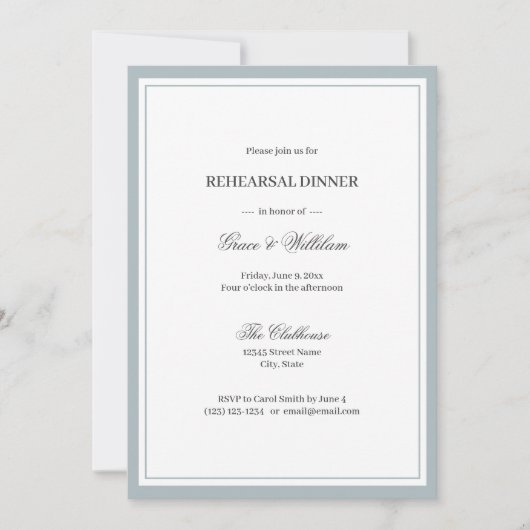 Classic Elegant Script repetitie diner uitnodiging (Voorkant)