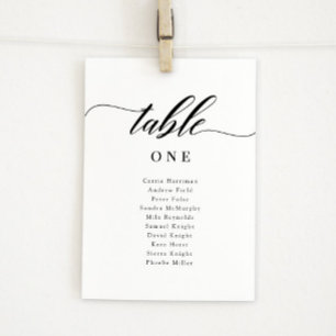 Classic Elegant Script Wedding Table Numbers Kaart