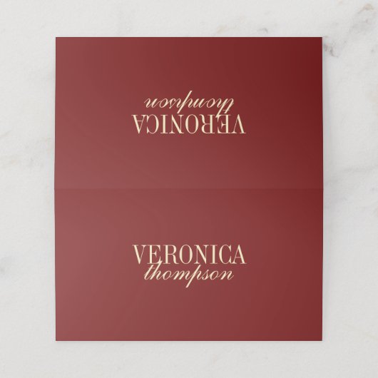 Classic Elegant Script Wine Red Wedding (Buitenkant ongevouwen)