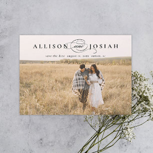 Classic Elegant Typography Names Photo Wedding Save The Date