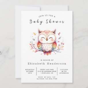 Classic Elegant Uil Baby shower Kaart