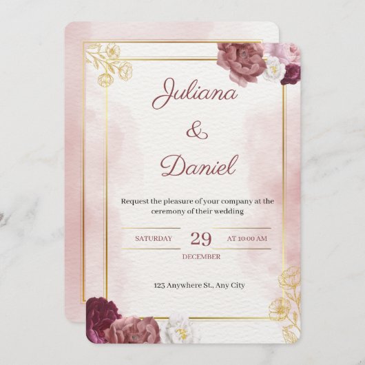 Classic Elegant Wedding Invitation (Devant / Derrière)