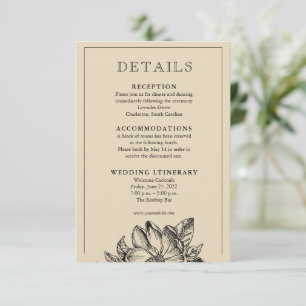 Classic Elegant Wedding Invitation Détails Cartes