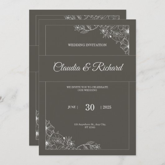 Classic Elegant Wedding Invitation | Modern (Devant / Derrière)