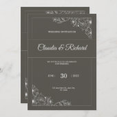 Classic Elegant Wedding Invitation | Modern Kaart (Voorkant / Achterkant)
