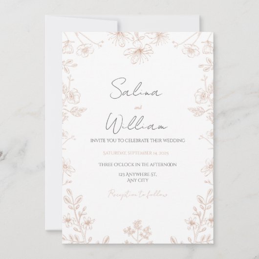 Classic Elegant Wedding Invitation | Timeless  Kaart (Voorkant)