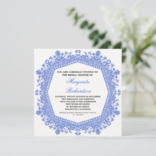 Classic Elegant White Damask vrijgezellenfeest nod Kaart (Staand voorkant)
