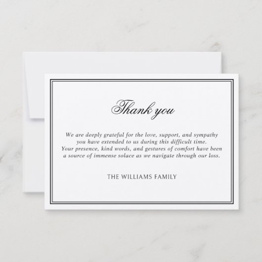 Classic Elegant Zwart Lijst Begrafenis Sympathie Bedankkaart (Voorkant)