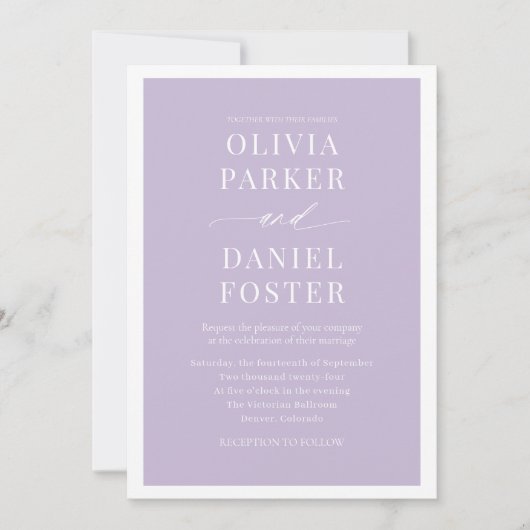 Classic Elegante Lavendel Paarse minimalistische b Kaart (Voorkant)