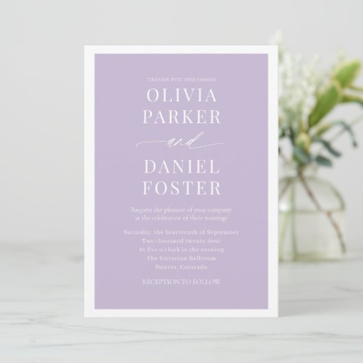 Classic Elegante Lavendel Paarse minimalistische b Kaart (Staand voorkant)