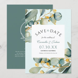 Classic Elegante Waterverf Eucalyptus Boho Bruilof Save The Date