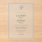 Classic Emerald Green Calligraphy Monogram Weddens Acryl Uitnodigingen (Voorkant)