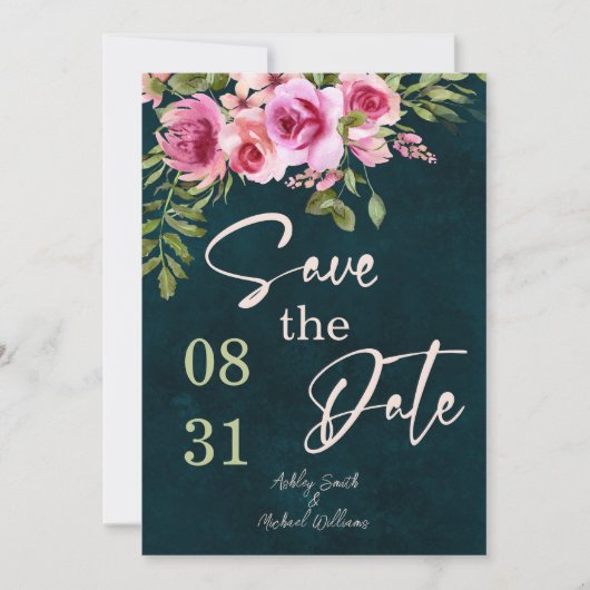 Classic Emerald Green Dark Moody Save the Date Kaart (Voorkant)