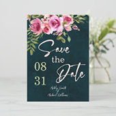 Classic Emerald Green Dark Moody Save the Date Kaart (Staand voorkant)
