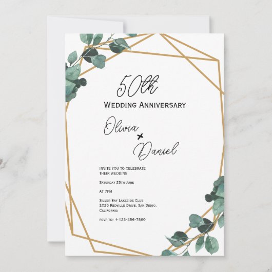 Classic Emerald Greenery Wedding Anniversary Kaart (Voorkant)