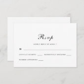 Classic en elegant Script Black and White Wedding RSVP Kaartje (Voorkant / Achterkant)