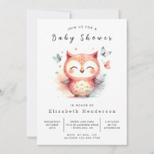 Classic Enchanted Owl Baby shower Kaart