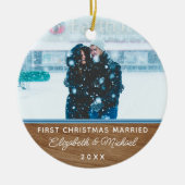 Classic Faux Wood 1st Christmas Wedding ornament (Voorkant)