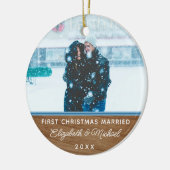 Classic Faux Wood 1st Christmas Wedding ornament (Links)