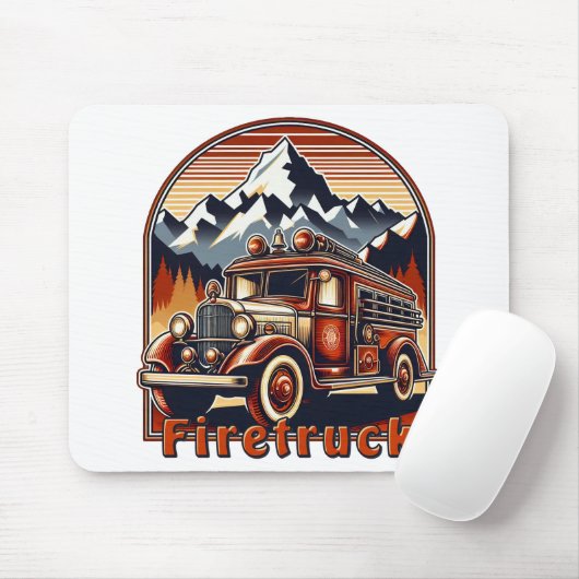 Classic Fire Truck & Mountain Mauspad Muismat (Met muis)
