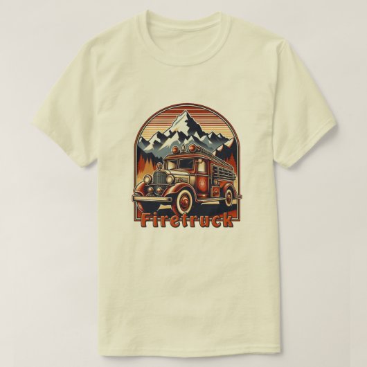 Classic Fire Truck & Mountain T-shirt (Design voorkant)