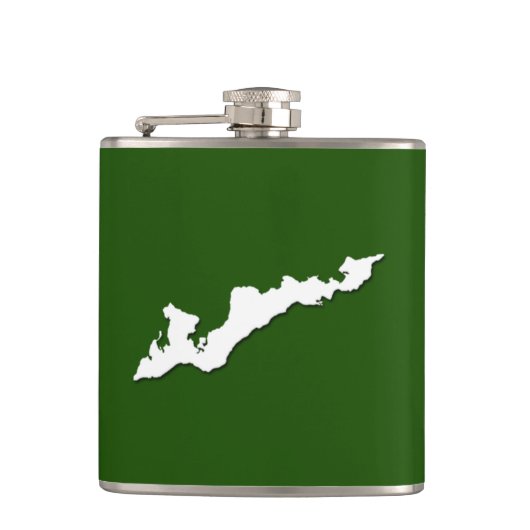 Classic Fishers Island Logo Flask - White on Green Heupfles (Voorkant)