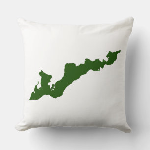 Classic Fishers Island Logo Pillow - Green Kussen