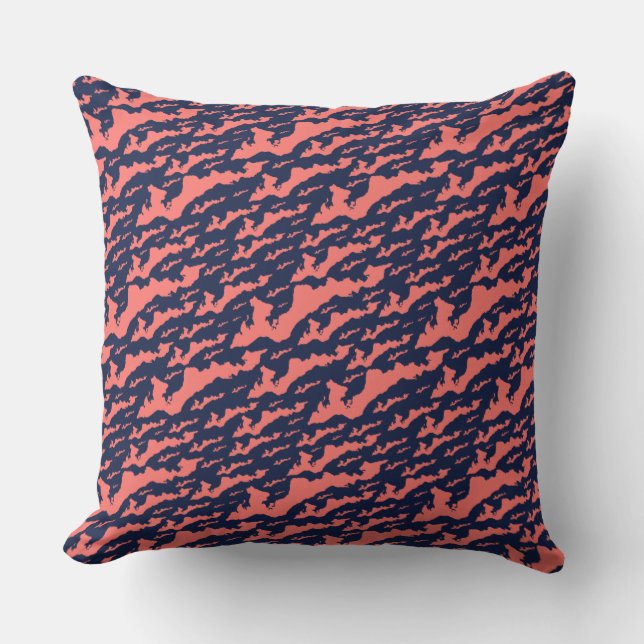 Classic Fishers Island Logo Pillow - Koraal op de  Kussen (Voorkant)