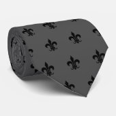 Classic Fleur De Lis, noir sur la cravate (Roulé)