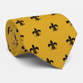 Classic Fleur De Lis, noir sur la cravate dorée (Roulé)