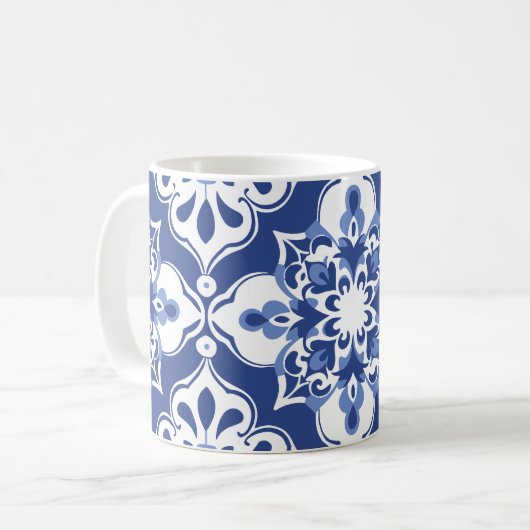 Classic Floral Ceramic Mediterranean Tile Mugs Koffiemok (Voorkant links)