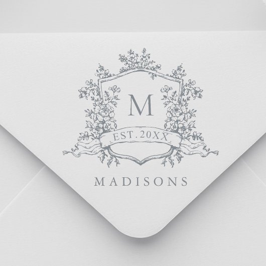 Classic Floral Crest Monogram Zelfinktende Stempel