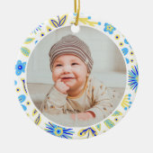 Classic Floral Frame Baby's First Christmas Keramisch Ornament (Voorkant)