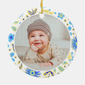 Classic Floral Frame Baby's First Christmas Keramisch Ornament (Achterkant)