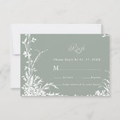 Classic Floral Frame Wedding RSVP Sage Green (Devant)