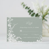 Classic Floral Frame Wedding RSVP Sage Green (Debout devant)