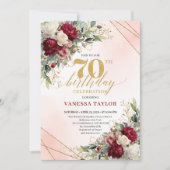 Classic Floral Gold 70th Birthday Party Invitation (Devant)